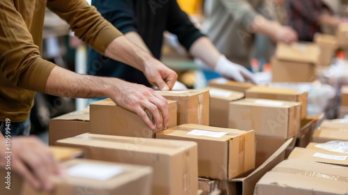 A hand holds a plain label for a package ready to attach, Generated by AI