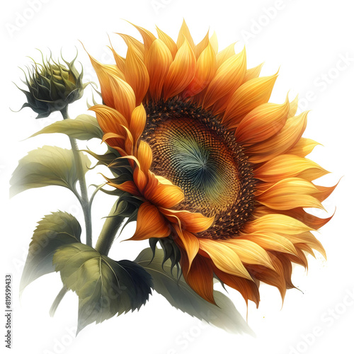 Sunflowers on a white background