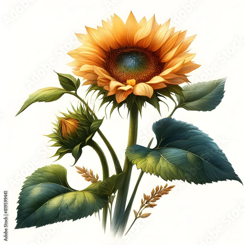 Sunflowers on a white background