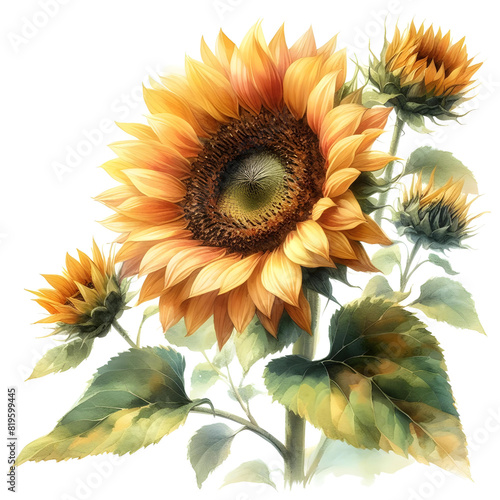 Sunflowers on a white background
