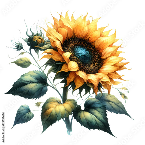 Sunflowers on a white background