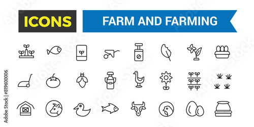 Farm and Farming, Agriculture icon set. Editable vector icon and illustration.