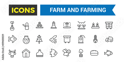 Farm and Farming, Agriculture icon set. Editable vector icon and illustration.