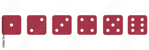 Game dice set isolated on white background. Set of dice in flat and linear design from one to six. Traditional game die with marked with different numbers of dots. Vector illustration. EPS 10  