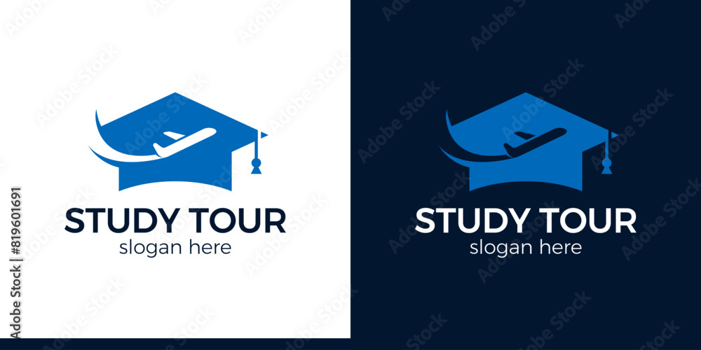 Study tour logo design template. College, Graduate cap, Campus ...