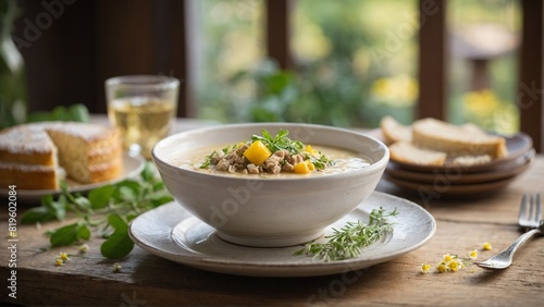 Zhurek - Rye flour soup. photo