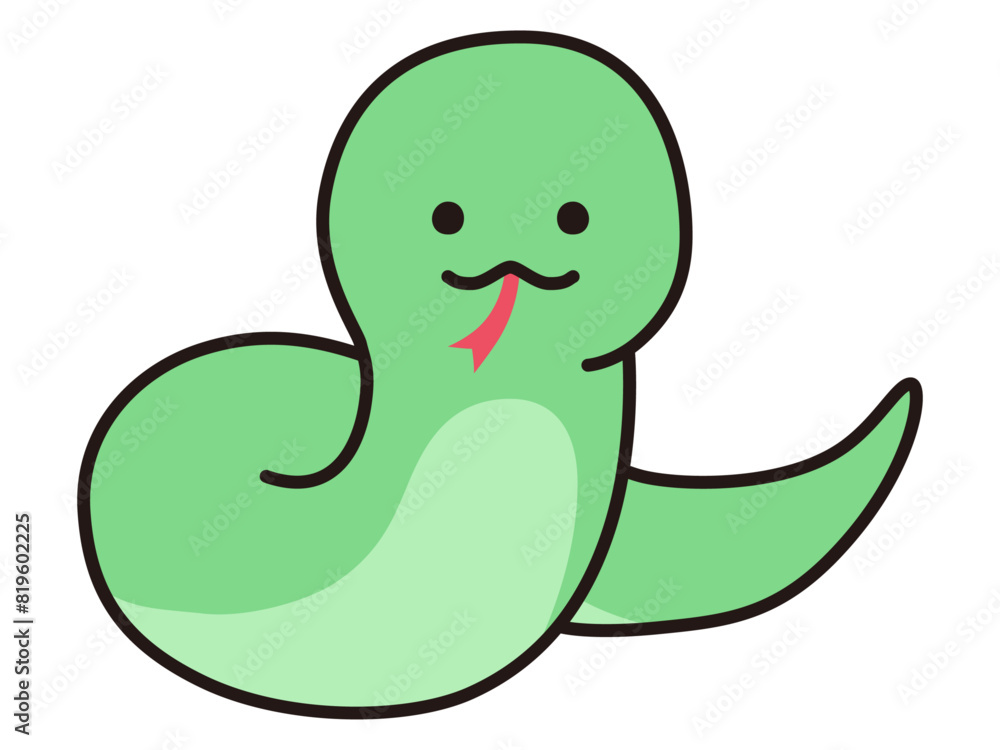 Fototapeta premium ゆるい蛇のベクターイラスト。干支、十二支、へび、年賀