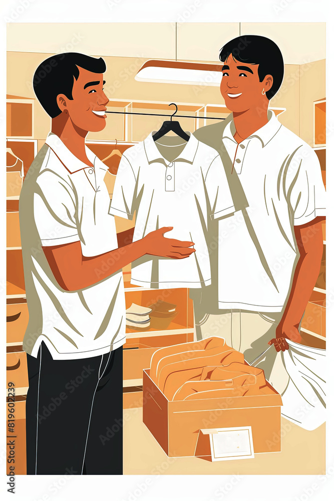Happy shopping people in vector illustration style Happy shopping people in vector illustration style