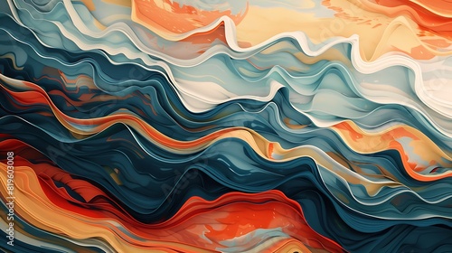 Dynamic wave patterns with a mix of warm and cool tones, forming an energetic and lively backdrop photo