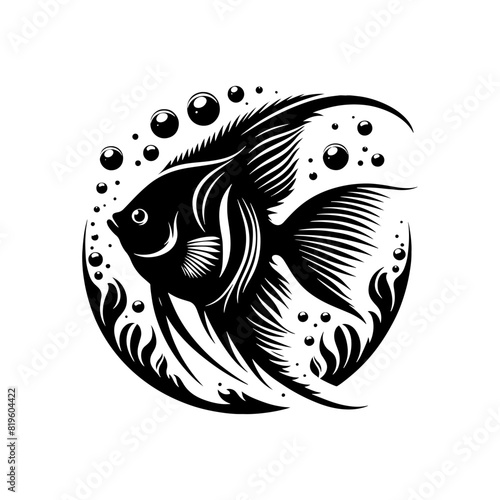 Captivating Angelfish Silhouette for Diverse Artistic and Design Uses - angelfish illustration
