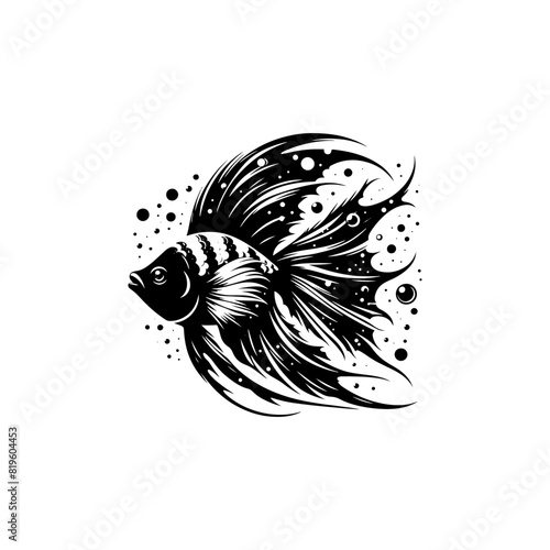 Elegant Angelfish Silhouette Perfect for Sophisticated and Artistic Designs - angelfish illustration
