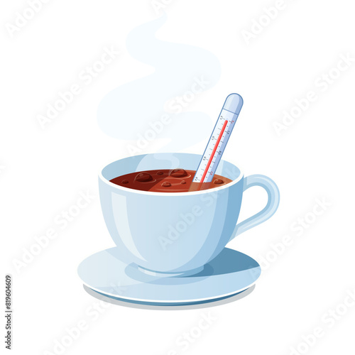 Measuring the temperature of a cup of coffee with a thermometer