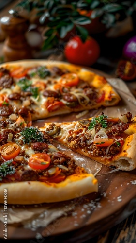 meat sauce cheese pizza 