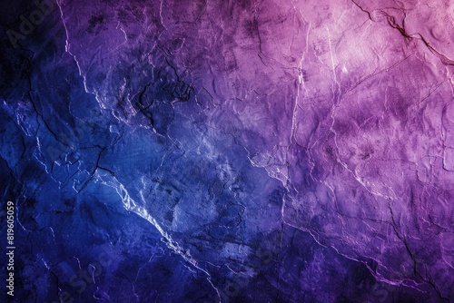 Light Grunge. Creased and Worn Layer with Blue and Purple Colors on Dark Abstract Background