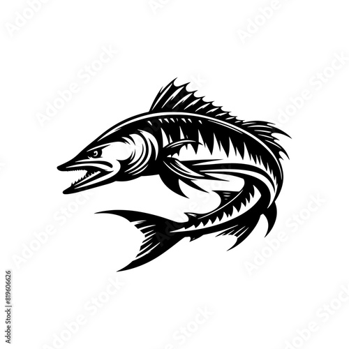 Elegant Barracuda Silhouette Perfect for Sophisticated and Artistic Designs - barracuda illustration
