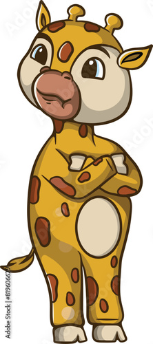 cute little beautiful giraffe cartoon illustration design stunned expression.eps