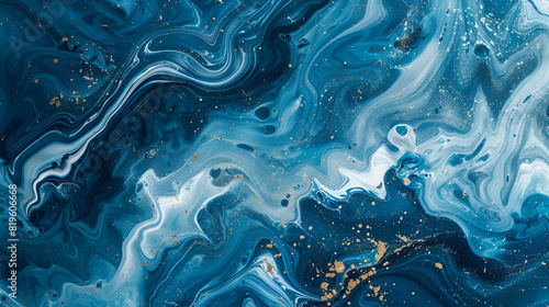 Dark blue marble color mix  fluid art painting   Marbled blue and golden abstract background  Abstract background of blue and white acrylic paint in the form of waves