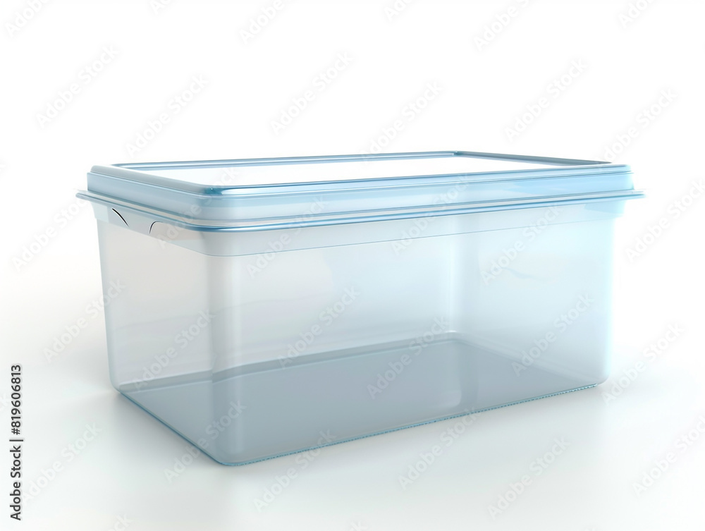 A plastic container with a lid. It is empty. The container is square. A plastic container with a lid. It is empty. The container is square.
