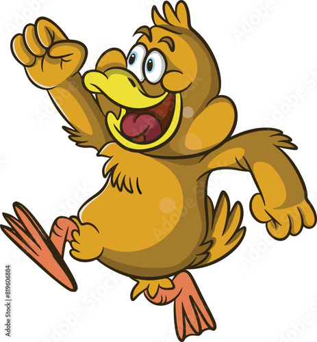 duck cartoon illustration design running and jumping.eps