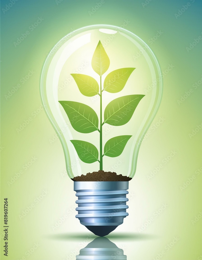 a plant growing within a light bulb, emphasizing the concept of life flourishing through sustainable energy a plant growing within a light bulb, emphasizing the concept of life flourishing through sustainable energy