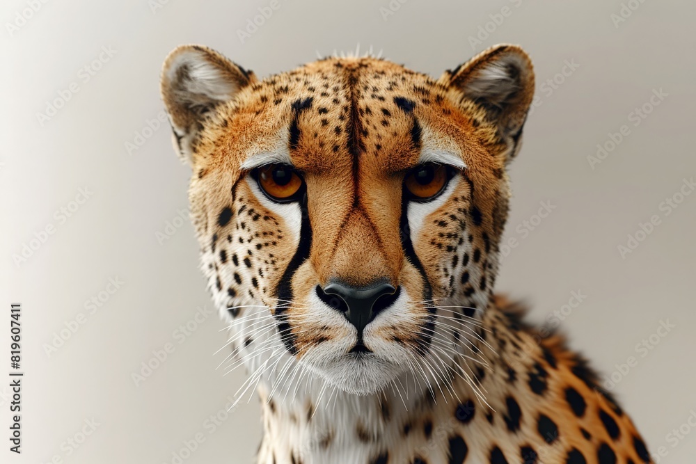 Fototapeta premium Cheetah with different skin that make him stunning . Be different and creativity concept . This is a 3d render illustration