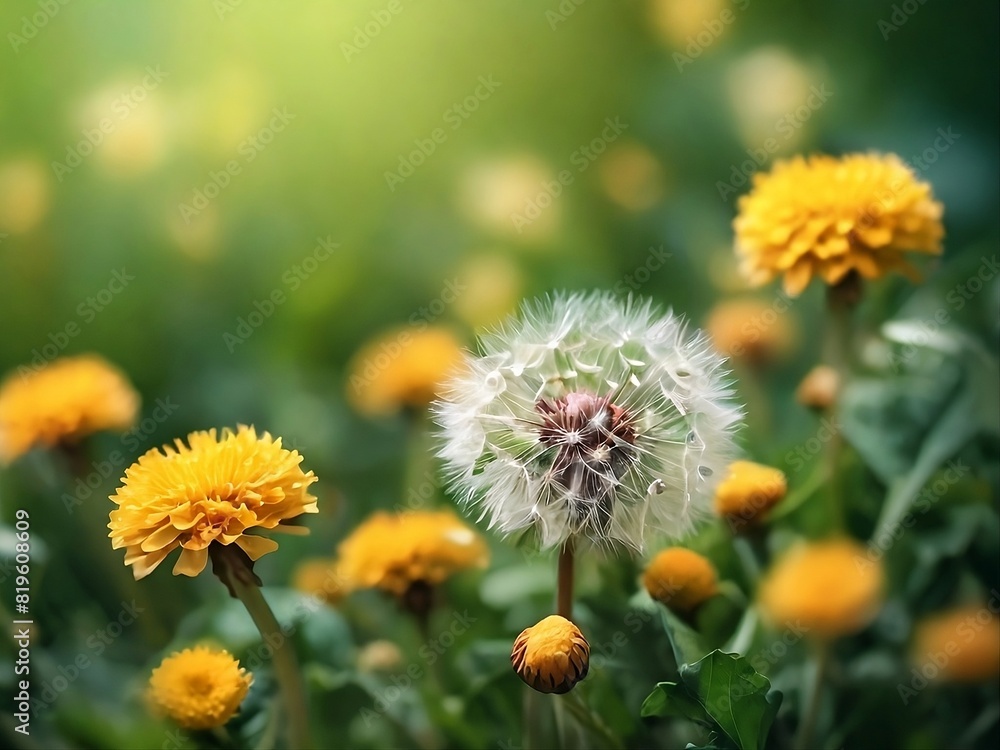 Spring background with flowers and dandelions Spring background with flowers and dandelions