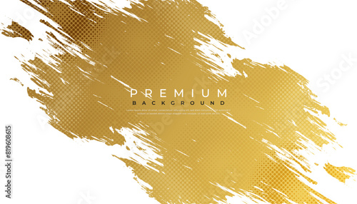 Abstract White and Gold Brush Texture Background with Halftone Effect. Brush Stroke Illustration for Banner, Poster, or Sports. Scratch and Texture Elements For Design