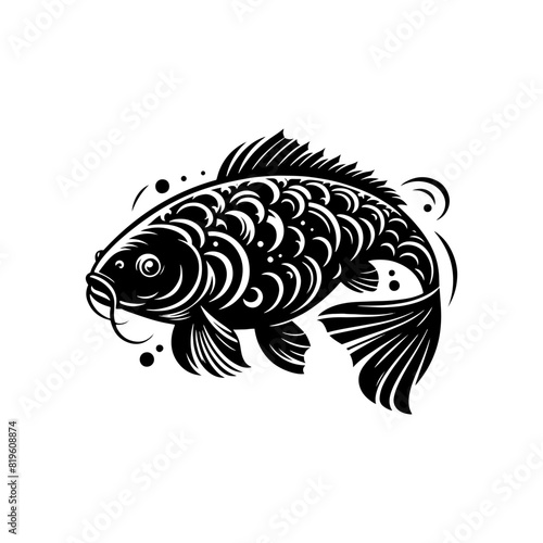 Modern and Minimalist Carp Silhouette for Creative Graphic Designs - carp illustration

