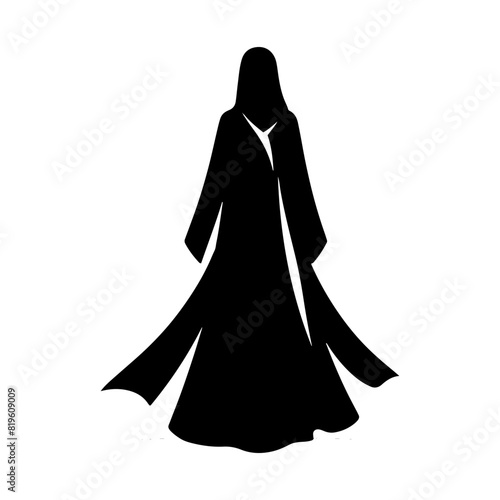 Elegant Abaya Silhouette: Minimalist Abaya Vector Designs- Highlighting Graceful Flow and Cultural Heritage of Traditional Middle Eastern Garments- Abaya Illustration