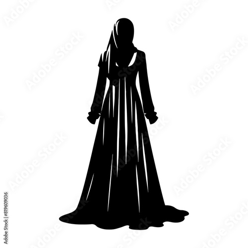 Elegant Abaya Silhouette: Minimalist Abaya Vector Designs- Highlighting Graceful Flow and Cultural Heritage of Traditional Middle Eastern Garments- Abaya Illustration