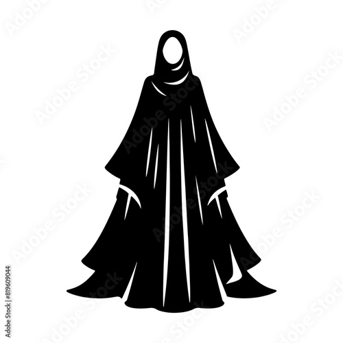 Elegant Abaya Silhouette: Minimalist Abaya Vector Designs- Highlighting Graceful Flow and Cultural Heritage of Traditional Middle Eastern Garments- Abaya Illustration