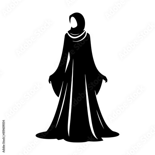 Elegant Abaya Silhouette: Minimalist Abaya Vector Designs- Highlighting Graceful Flow and Cultural Heritage of Traditional Middle Eastern Garments- Abaya Illustration