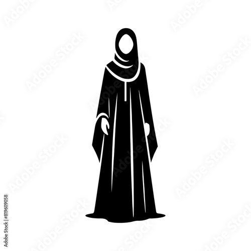 Elegant Abaya Silhouette: Minimalist Abaya Vector Designs- Highlighting Graceful Flow and Cultural Heritage of Traditional Middle Eastern Garments- Abaya Illustration