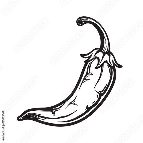 Simple chily pepper icon, black vector illustration on white background photo