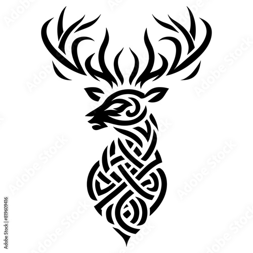 Vector illustration of celtic deer head with ornament