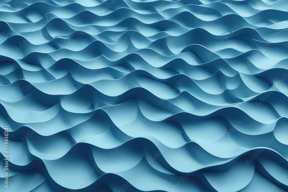 Three dimensional render of blue wavy pattern Three dimensional render of blue wavy pattern