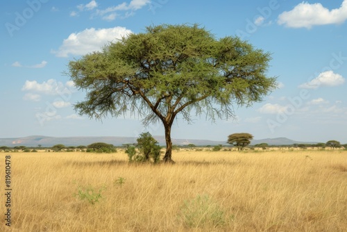 Lonely Acacia Tree on African Savannah