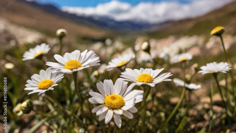 Fototapeta premium Lush Greenery with Daisies
