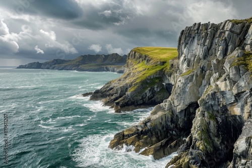 Dramatic Coastal Cliffs with Rough Seas