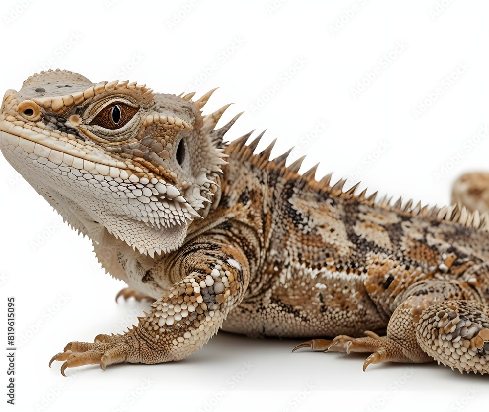 Obraz premium Central bearded dragon (Pogona vitticeps) on a white background