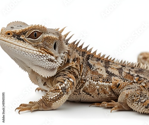 Central bearded dragon  Pogona vitticeps  on a white background