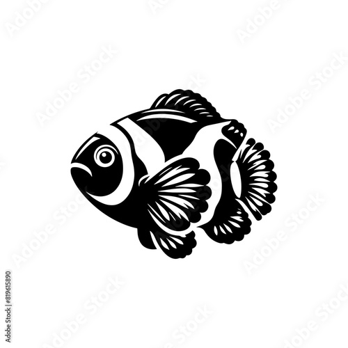 Aquatic Clownfish Silhouette - Dive into Digital Creativity - minimalist clownfish vector
