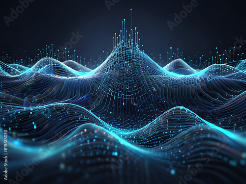 Abstract Background Featuring Digital Waves, Dynamic Networks, and Quantum Computing.