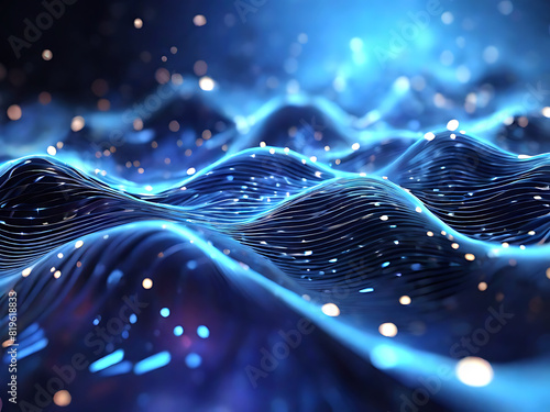 Abstract Background Featuring Digital Waves, Dynamic Networks, and Quantum Computing.