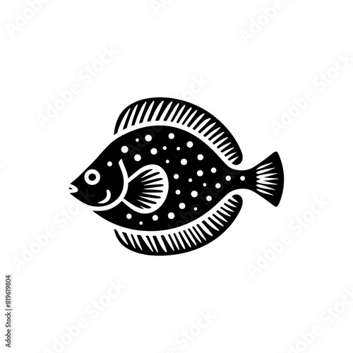 Serene Flounder Silhouette: Tranquil Elegance for Underwater Art - minimallest flounder vector
