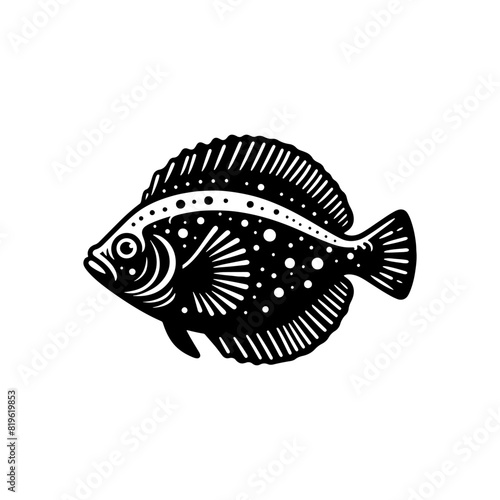 Coastal Flounder Silhouette: Seaside Chic in Artistic Expression - minimallest flounder vector
