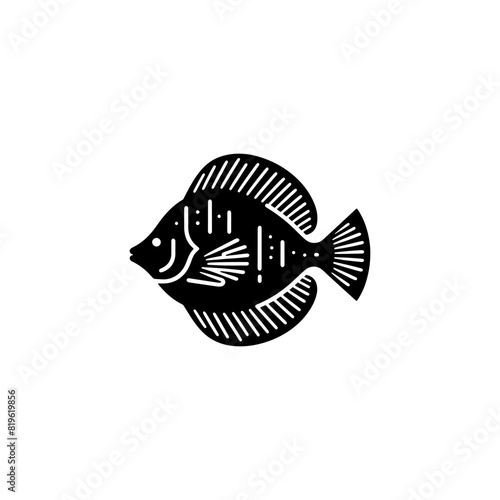 Dynamic Flounder Silhouette: Movement Captured in Undersea Form - flounder illustration
