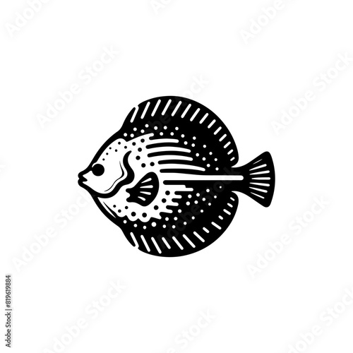 Whimsical Flounder Silhouette: Playful Twist on Oceanic Imagery - minimallest flounder vector
