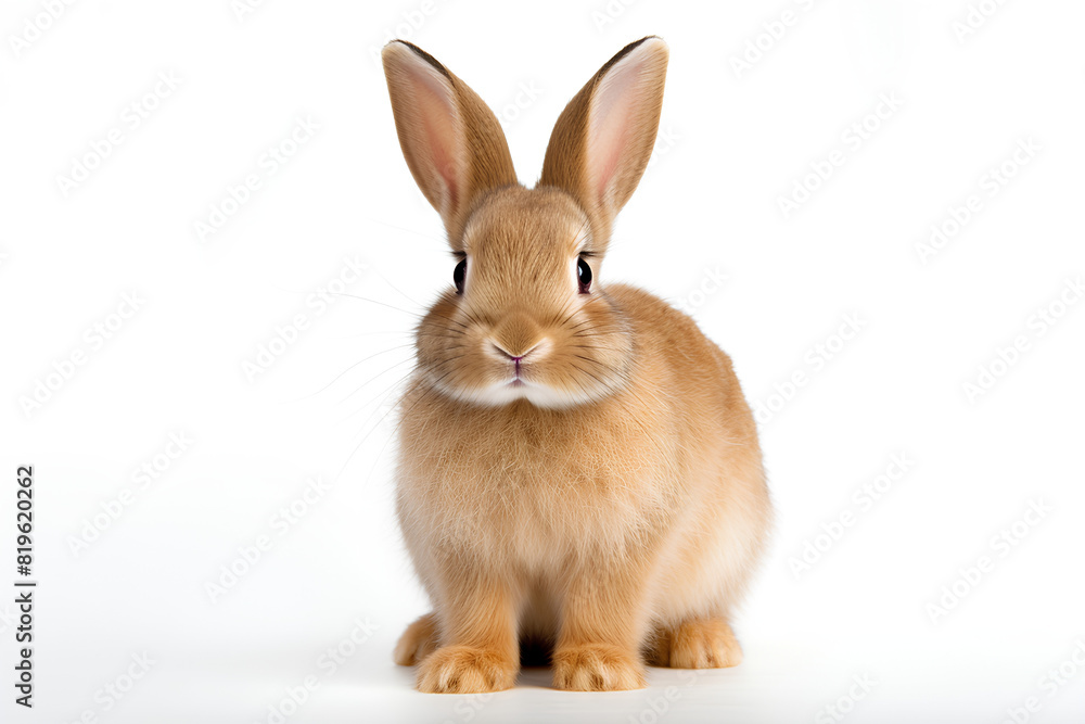 Rabbit, sitting on a white background 