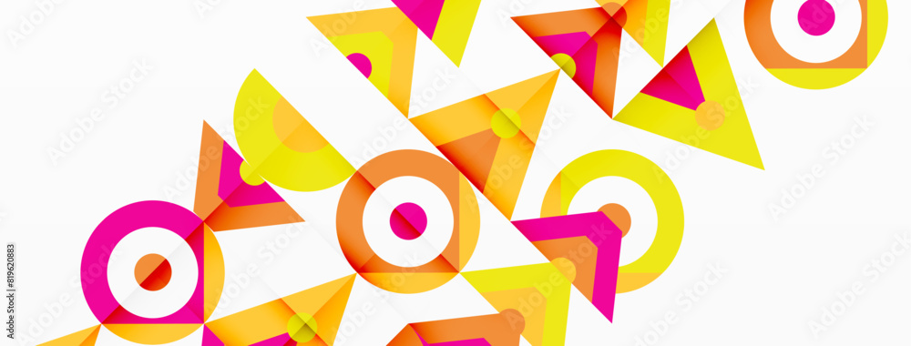 Obraz premium Colorful circle and triangle abstract background. Template for wallpaper, banner, presentation, background